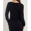 SOFIA BOUCLE LONG SLEEVE TIE FRONT TOP