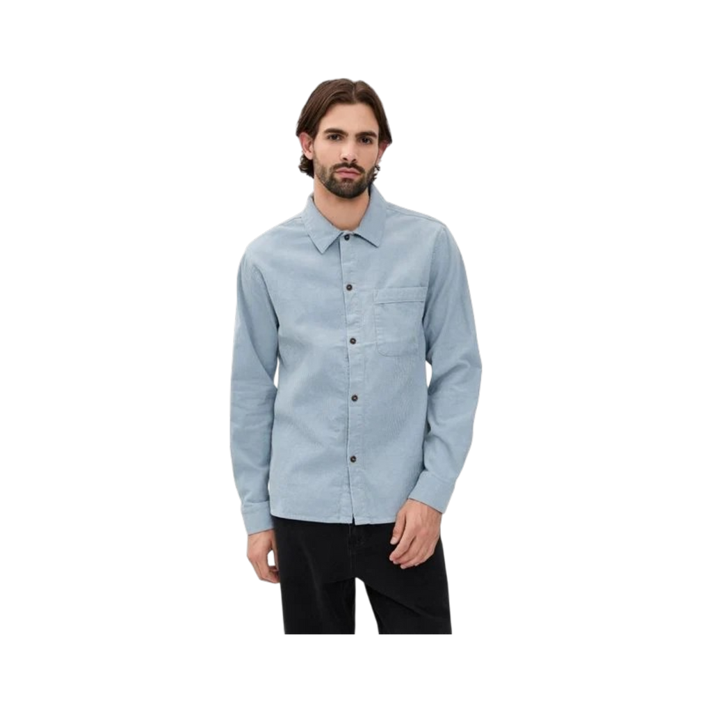 Rhythm Chemise en velours côtelé bleu pour homme