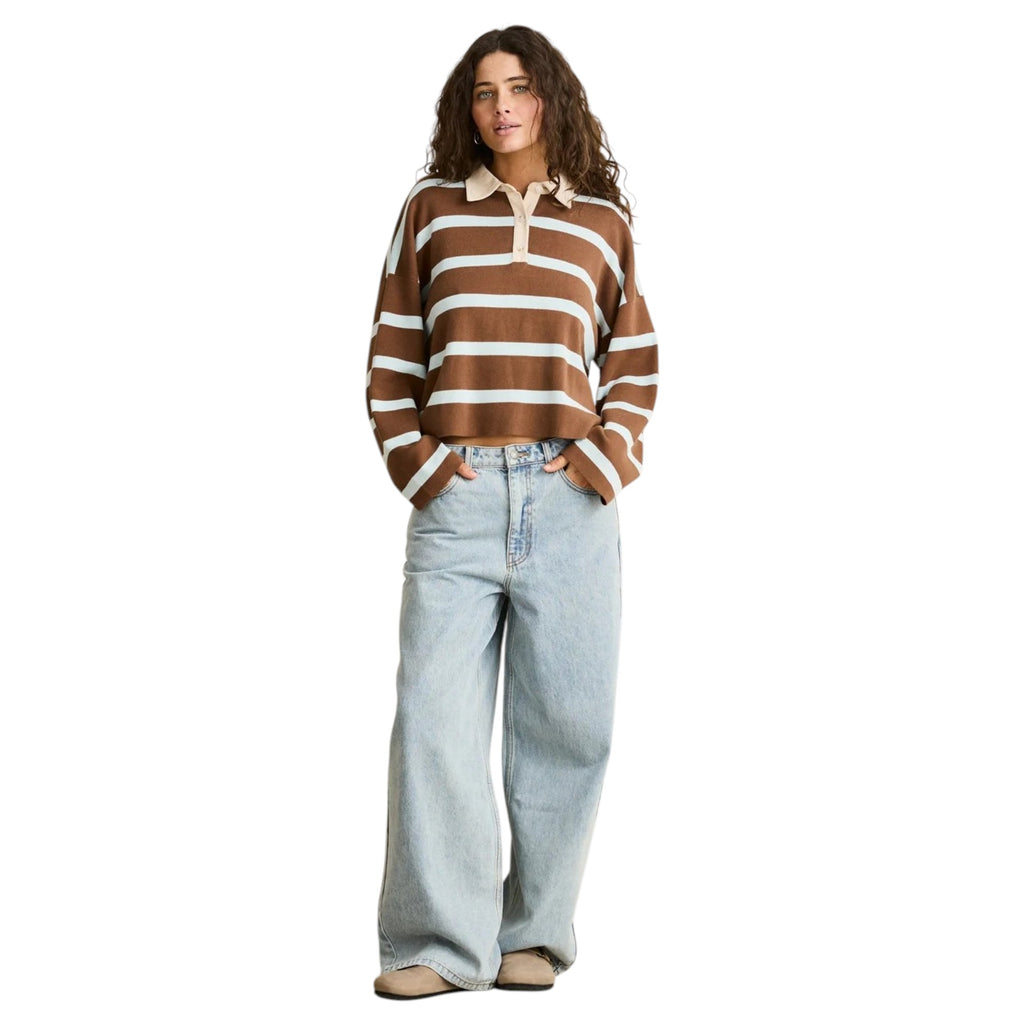 Rhythm Rugby Polo Knit Sweater Brown