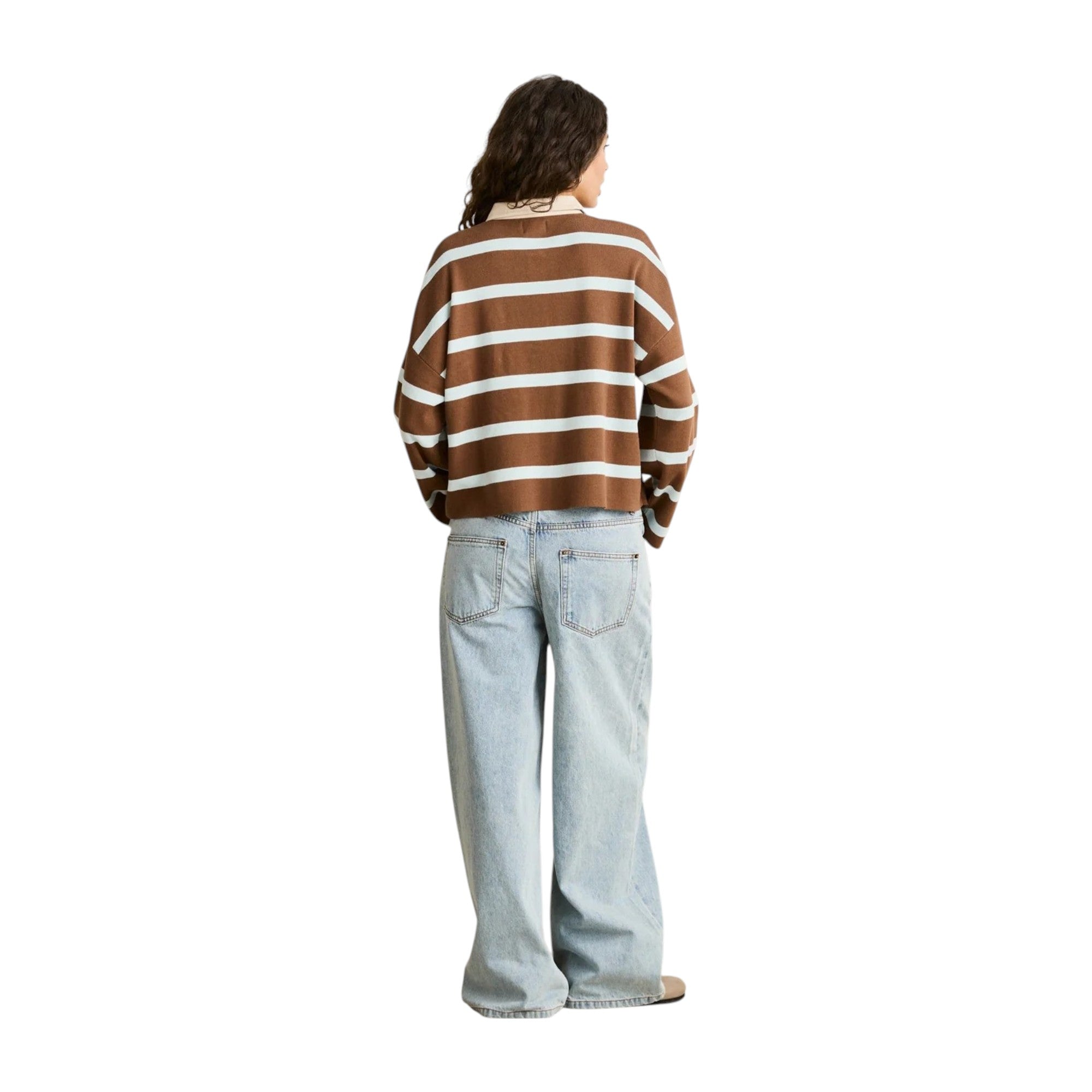 Rhythm Rugby Polo Knit Sweater Brown