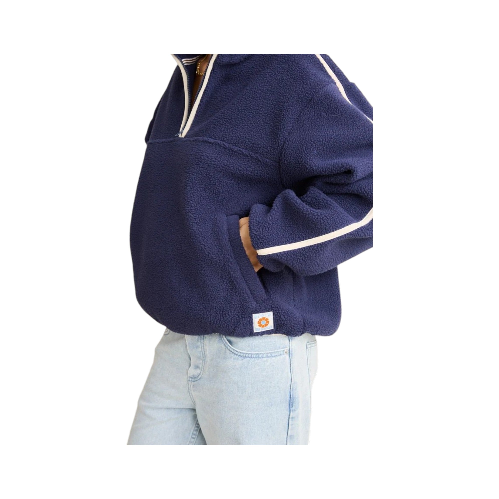 Rhythm Camp Half Zip Sherpa Pullover Ocean