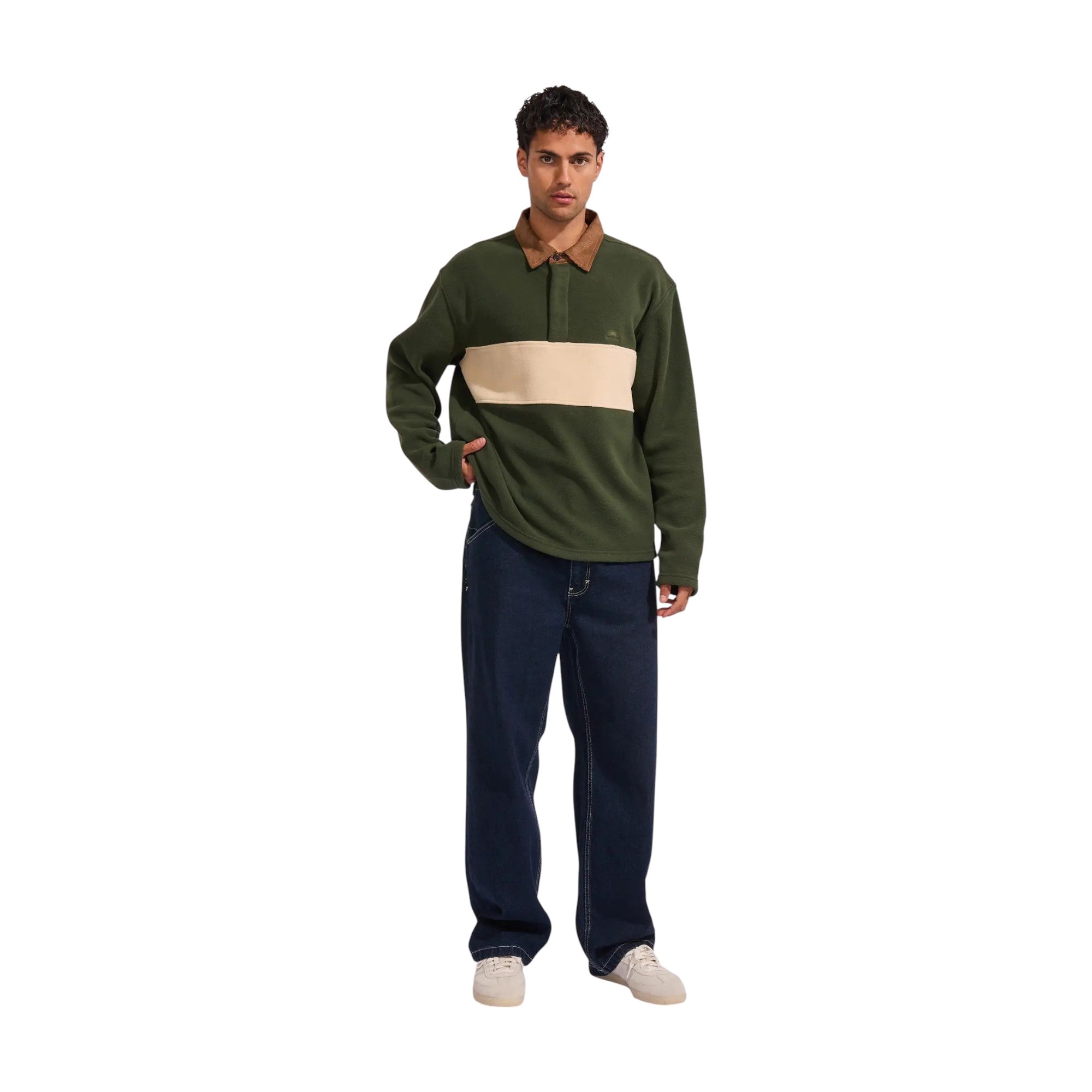 Rhythm Awake Polar Polo Fleece Sweatshirt