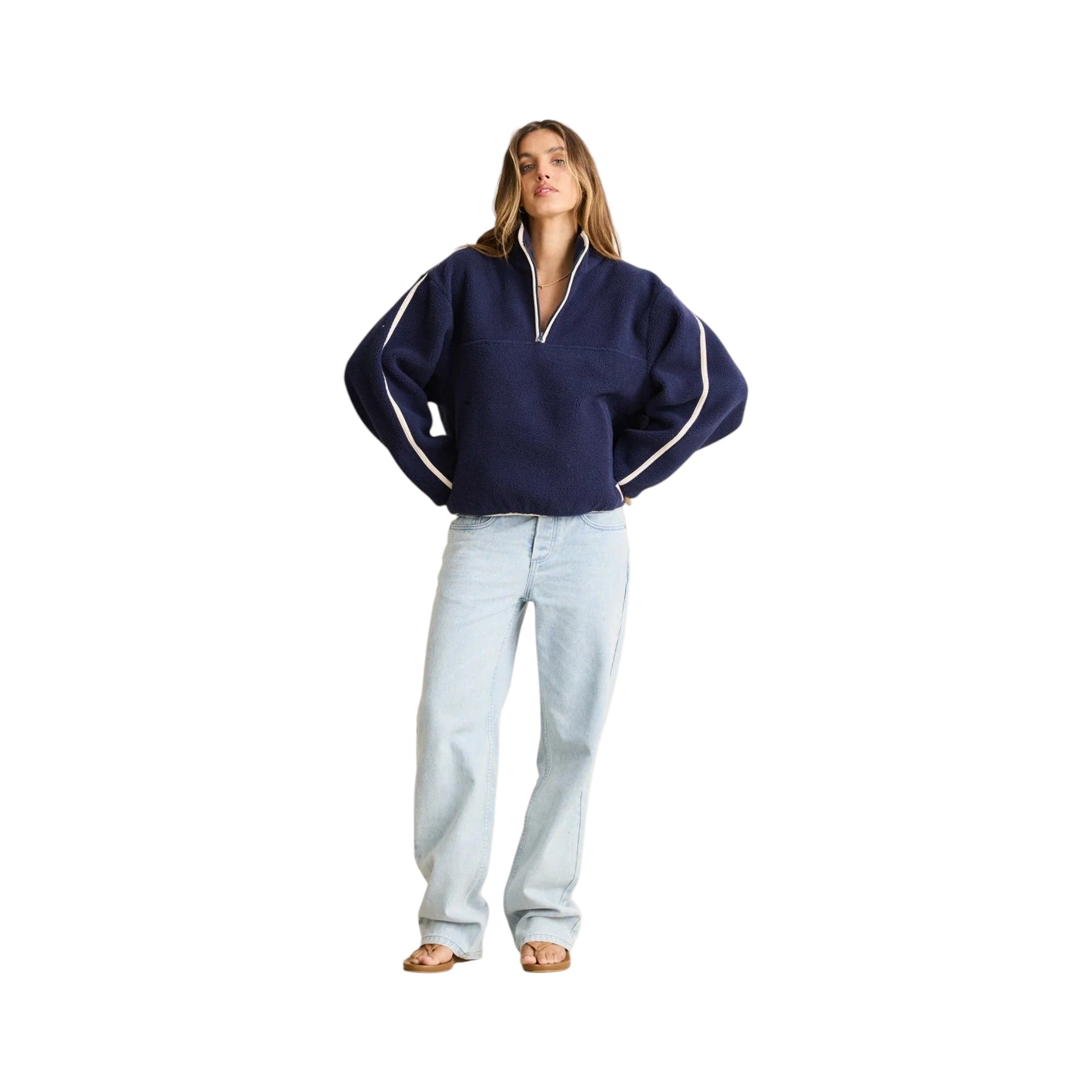 Rhythm Camp Half Zip Sherpa Pullover Ocean